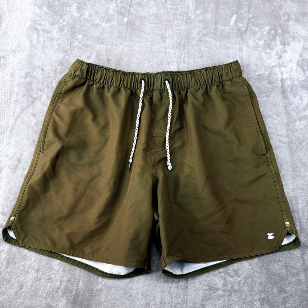 Jetty Swim Trunks Mens Size L Olive Green Board Shorts Drawstring Mesh Lined